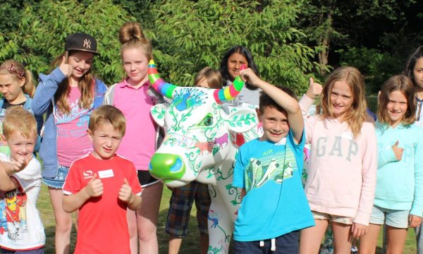 A group of children in the Hospice garden