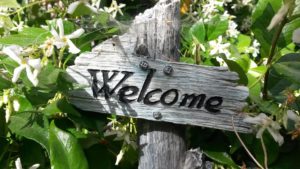Wooden Welcome sign