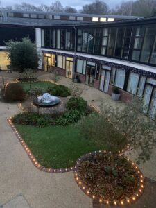 Lights in Hospice courtyard