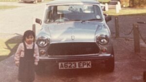 Francesca with the car