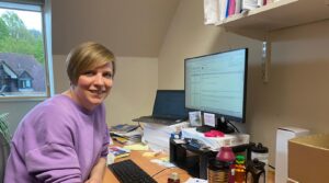 Rachael Basak at her desk