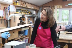 Georgie working in the Shed