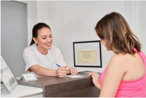 Smiling receptionist