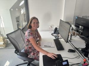 Nicola Jenkins at her desk